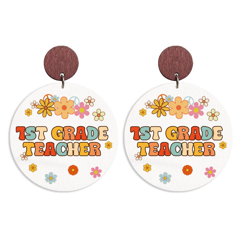 Wholesale Teacher Gift Wood Print Vintage Bohemian Earrings